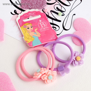  Резинка для волос "Лилия" (набор 4 шт) розовый, сиреневый, 4349364